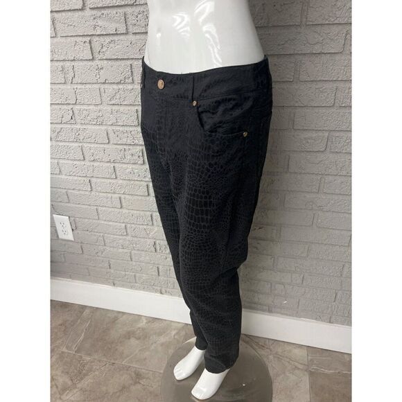 Eric Women Black Textured Jeans Size 10 - Picture 4 of 10